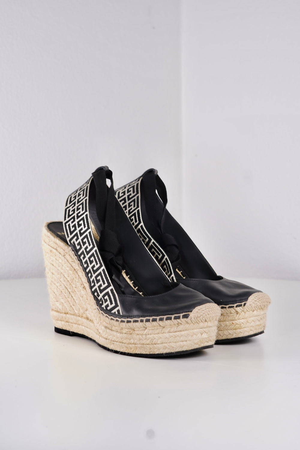 Balmain Alex Monogram Espadrille Wedges