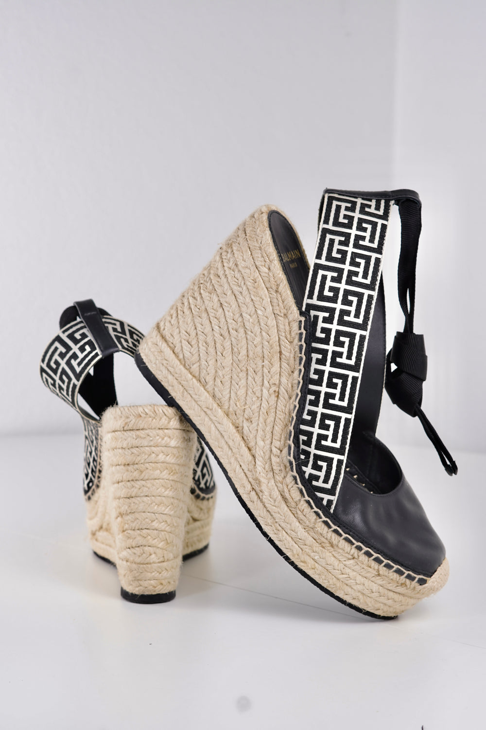 Balmain Alex Monogram Espadrille Wedges